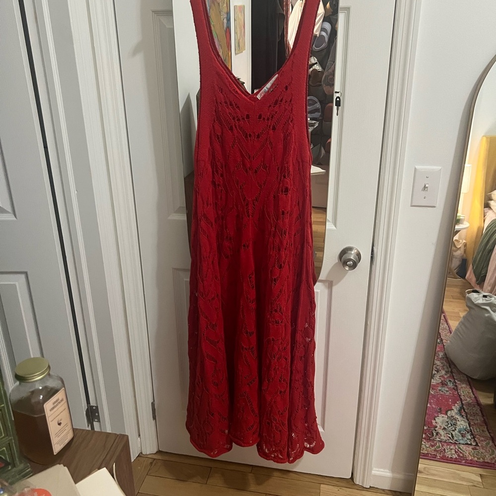 Free People Red Backless Lace Dress